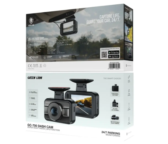 Green Lion GC-700 Dash Cam with Super Night Vision & GPS Function - Black