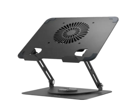 Green Lion Adjustable Laptop Stand with Cooling Fan - Black
