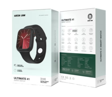 Ultimate 41 Smart Watch, BT v5.0, IP65 Waterproof, 5 Days Working Time, 15 Days Standby time, Full Touch Method, Gesture Operation, Always On Display, Multiple Games, Music Control - Black