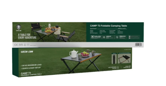 Green Lion Camp T3 Foldable Camping Table - Black
