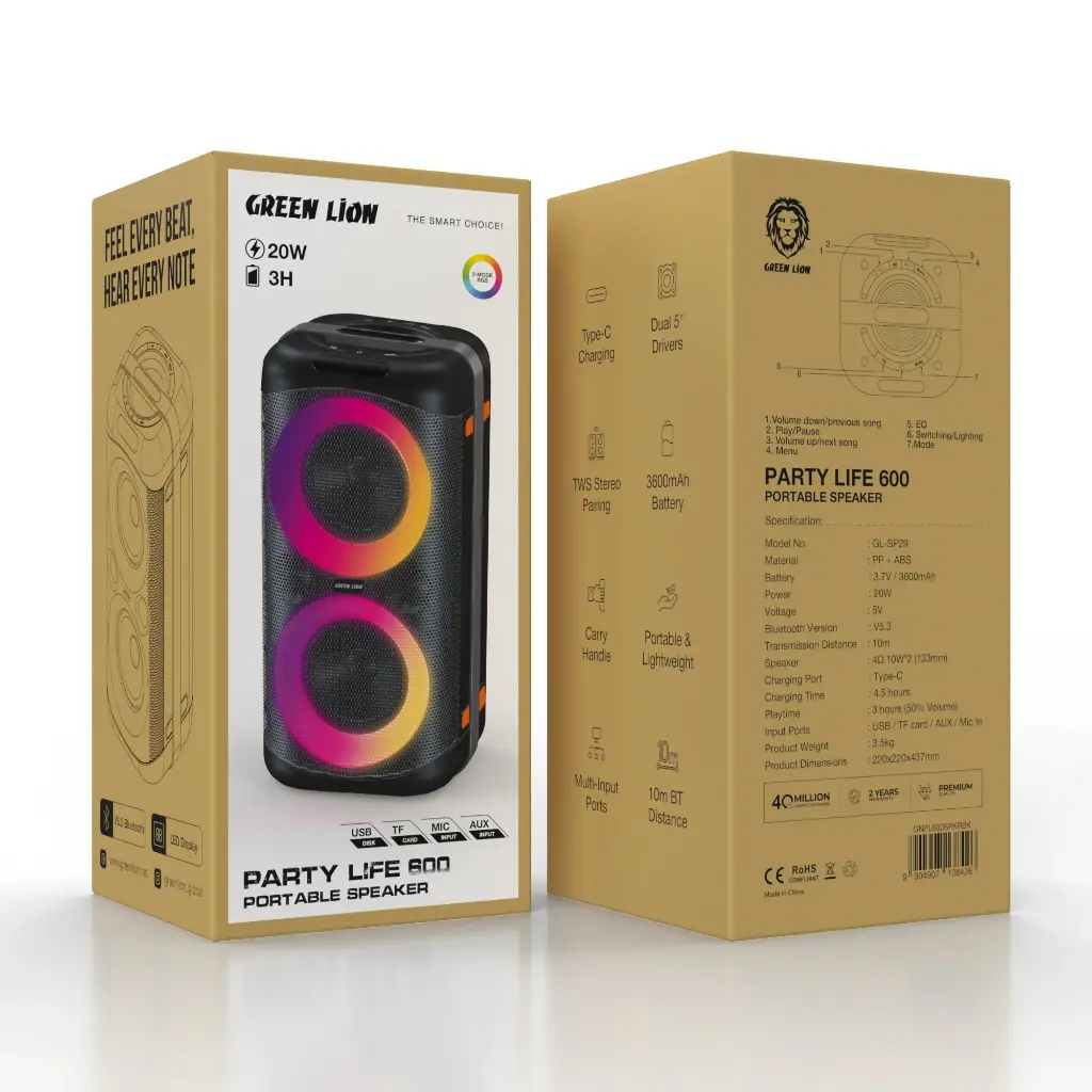 Green Lion Party Life 600 Speaker - Black