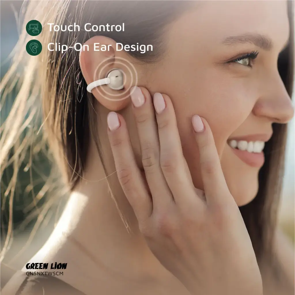 Green Lion Sonix Clip On Earbuds (Cream)