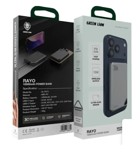 Powerbank Green Lion Rayo 10000mAh - Grey