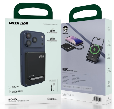 Green Lion Bond Power Bank 5000Mah - Black