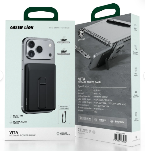Green Lion Vita Power Bank 5000Mah - Black