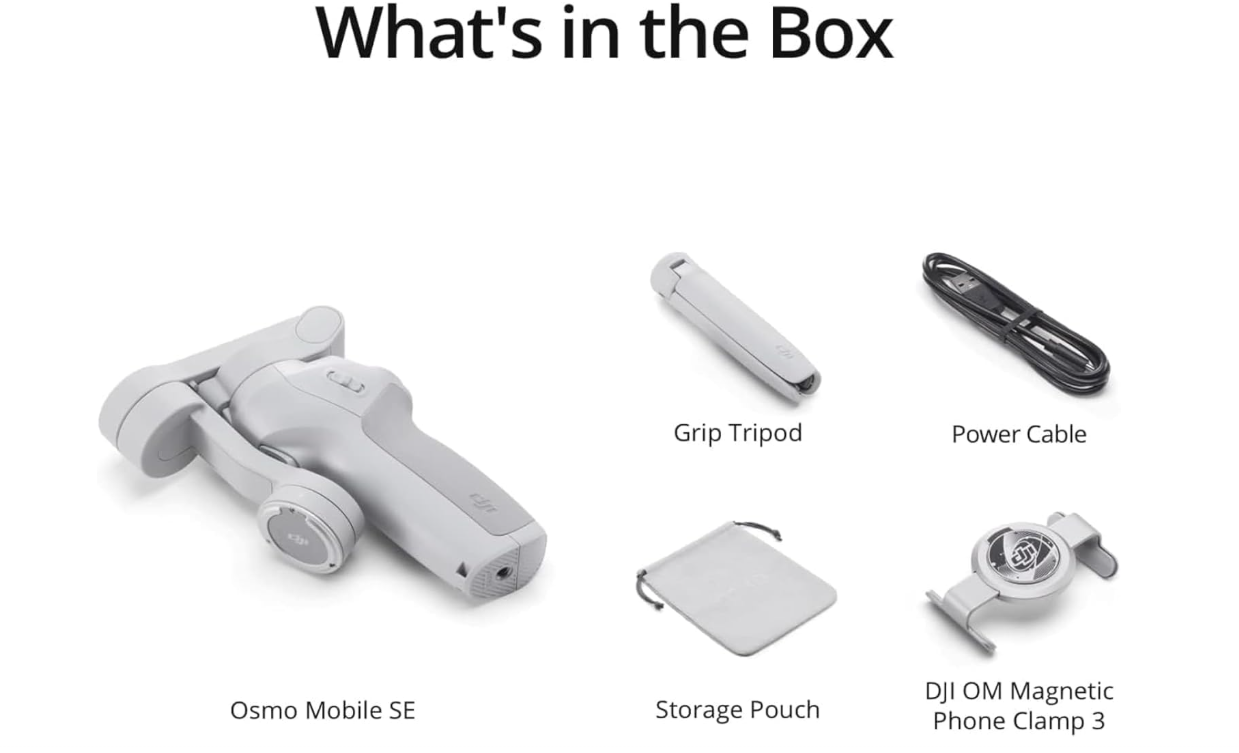 DJI OSMO Mobile SE Intelligent Gimbal, 3-Axis Phone Gimbal, Android and iPhone Gimbal, Vlogging Stabilizer YouTube and TikTok Videos, UAE Version with Official Warranty Support