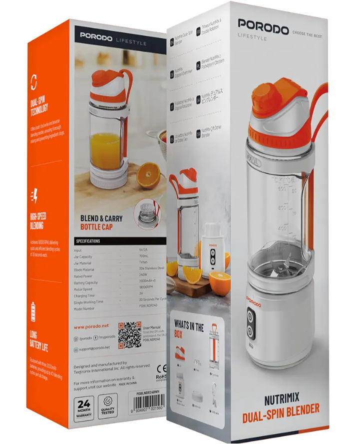 Porodo Lifestyle Nutrimix Dual-Spin Blender (White)