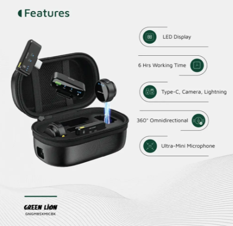 Green Lion GM-85X 3 In 1 Wireless Microphone - Black
