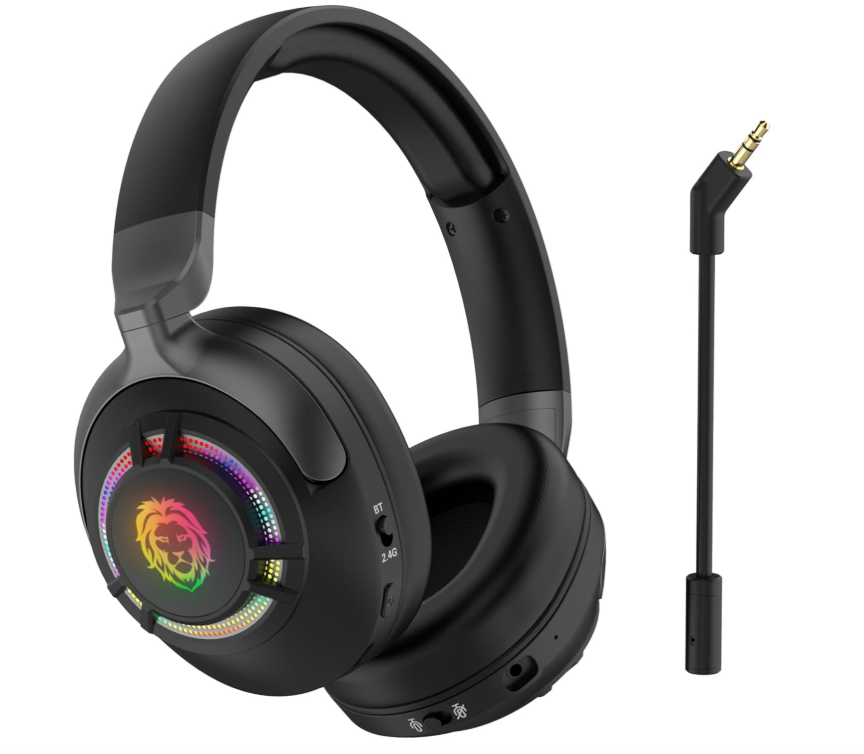 Green Lion Shadow RGB ANC Gaming Headset, 7.1 Surround Sound, 50mm Drivers, Active Noise Cancellation, Tri-Mode Connectivity, Detachable Mic, 50H Battery Life, RGB Design, for PC, PS5, Xbox, Mobile