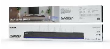 Green Lion Audionix Home Soundbar with Ambient Lighting, 360° Audio, Remote Control, Low Distortion, 120W Rated Power, 10 m Transmission Range - Black