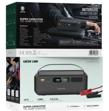 Green Lion 12V Ultra Capacitor - Black