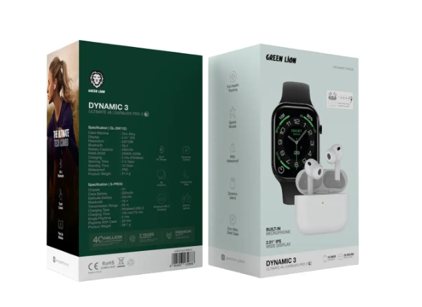 Green Lion Dynamic 3 - Ultimate 46 Smart Watch & Earbuds Pro 3 - Black/White