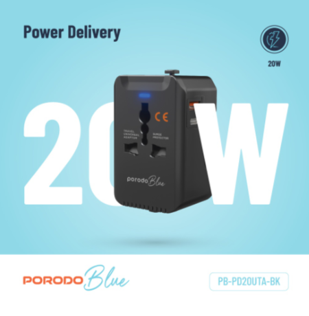 Porodo Blue Dual Port Universal Charger - Black