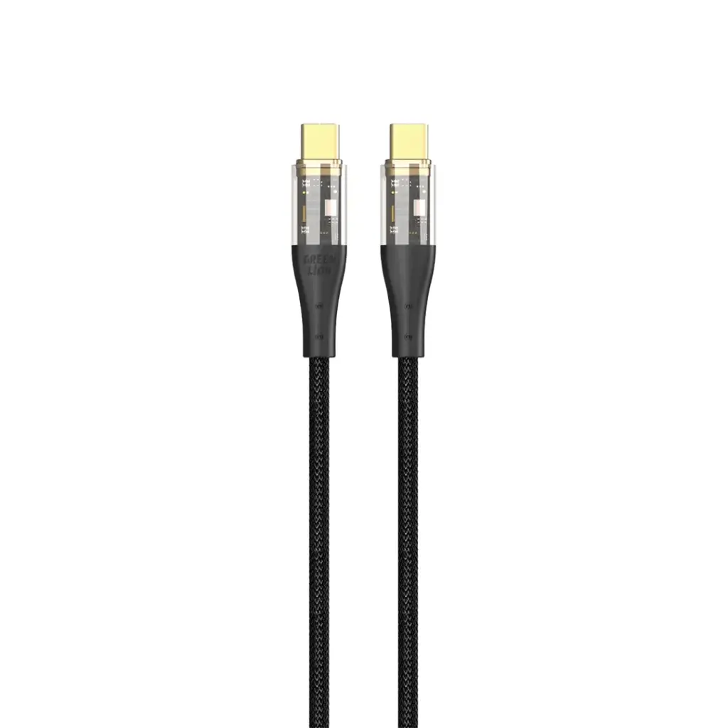 Green Lion Transparent Cable USB-C To USB-C Braided - Black
