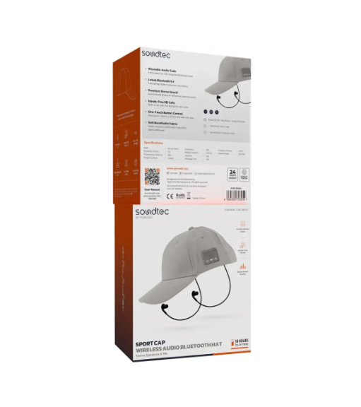 Porodo Soundtec Wireless Audio Bluetooth Hat with Stereo Speakers & Mic