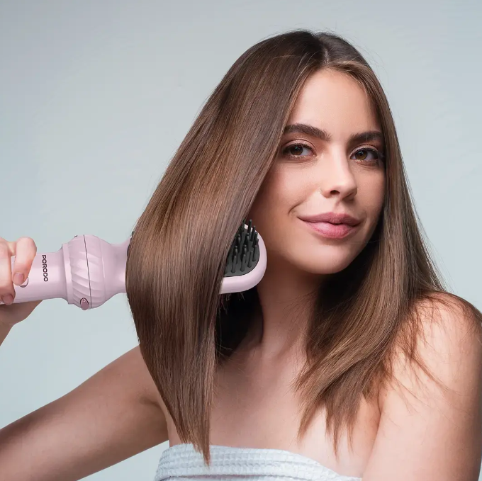 Porodo 5-In-1 Hair Styling Tool with Auto-Wrap Curling & Straightening - Pink