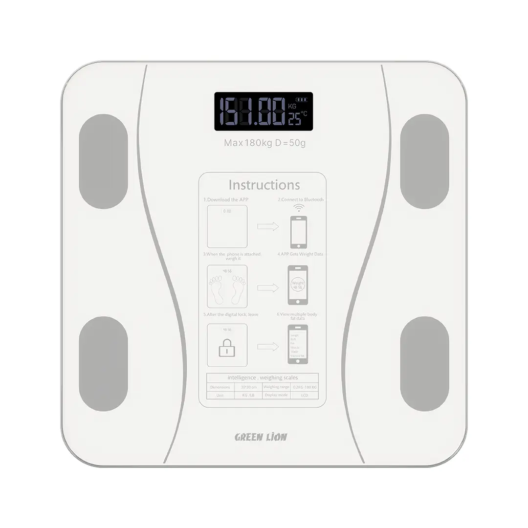Green Lion GBC-200 Smart Body Scale – Bluetooth 5.0 Digital Scale with Body Composition Analysis, LCD Display & 180kg Capacity (White)