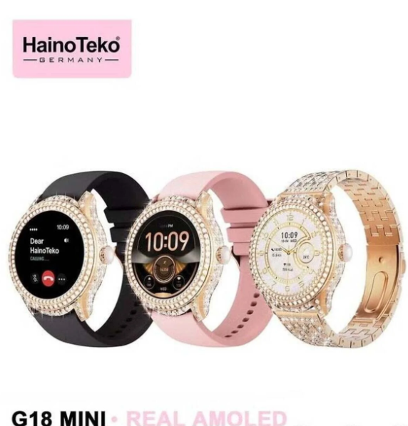 HAINOTEKO Haino Teko G18 Mini Smartwatch for Women – Real AMOLED, Slim Design, 1 Watch With 3 Straps