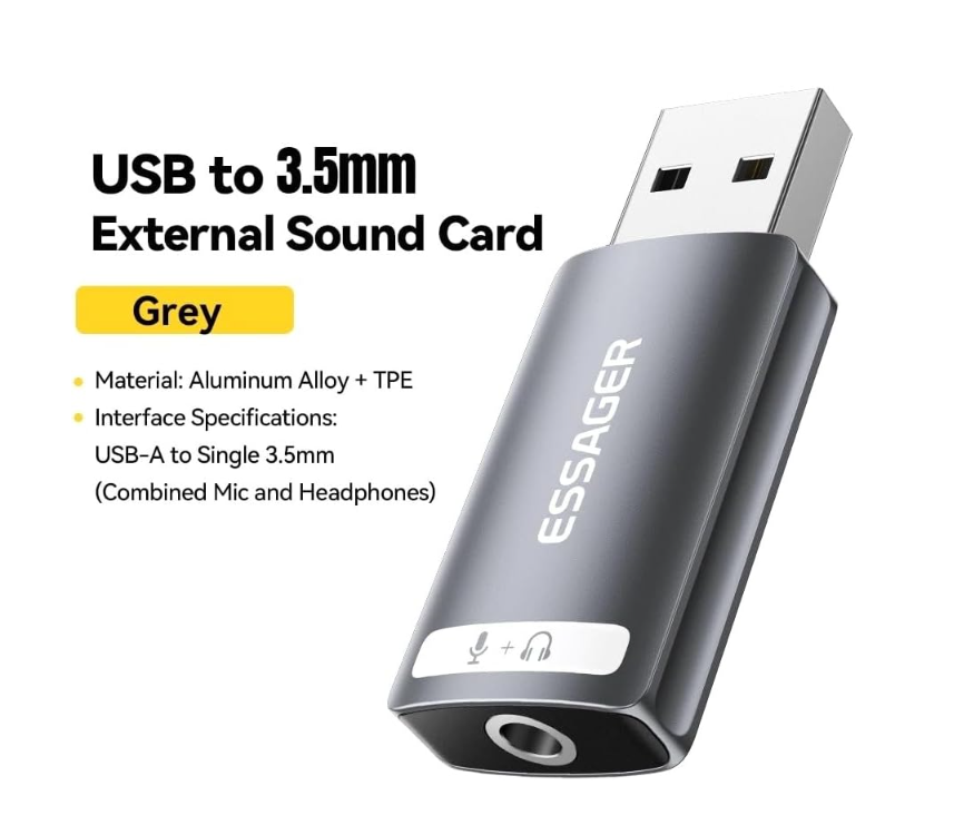 ESSAGER Audio Series USB To 3.5mm External Sound Card Suitable For Computer Notebook Desktop Driver-Free-Color:Usb To Single 3.5mm Interface