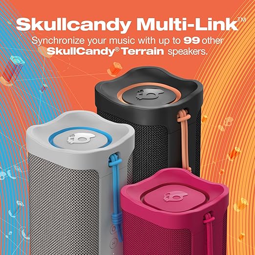 Skullcandy Terrain XL Wireless Bluetooth Speaker - IPX7 Waterproof Portable Speaker, 18 Hour Battery, Nylon Wrist Wrap, True Wireless Stereo White